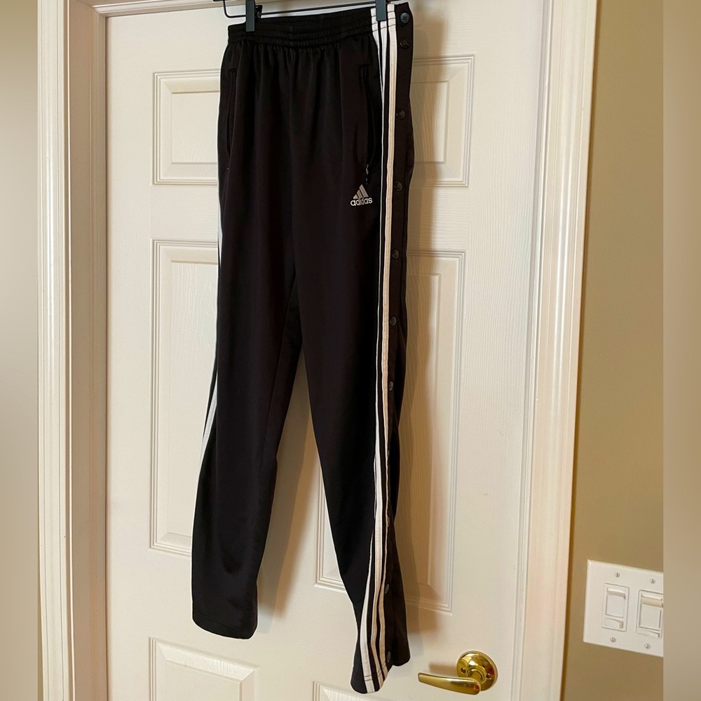 Retro adidas snap leg warm-up pants, size S